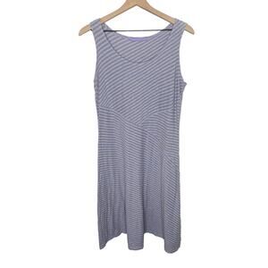 CUTLOOSE Women's Casual Linen Blend Diagonal Striped Tank Dress Purple Gray S